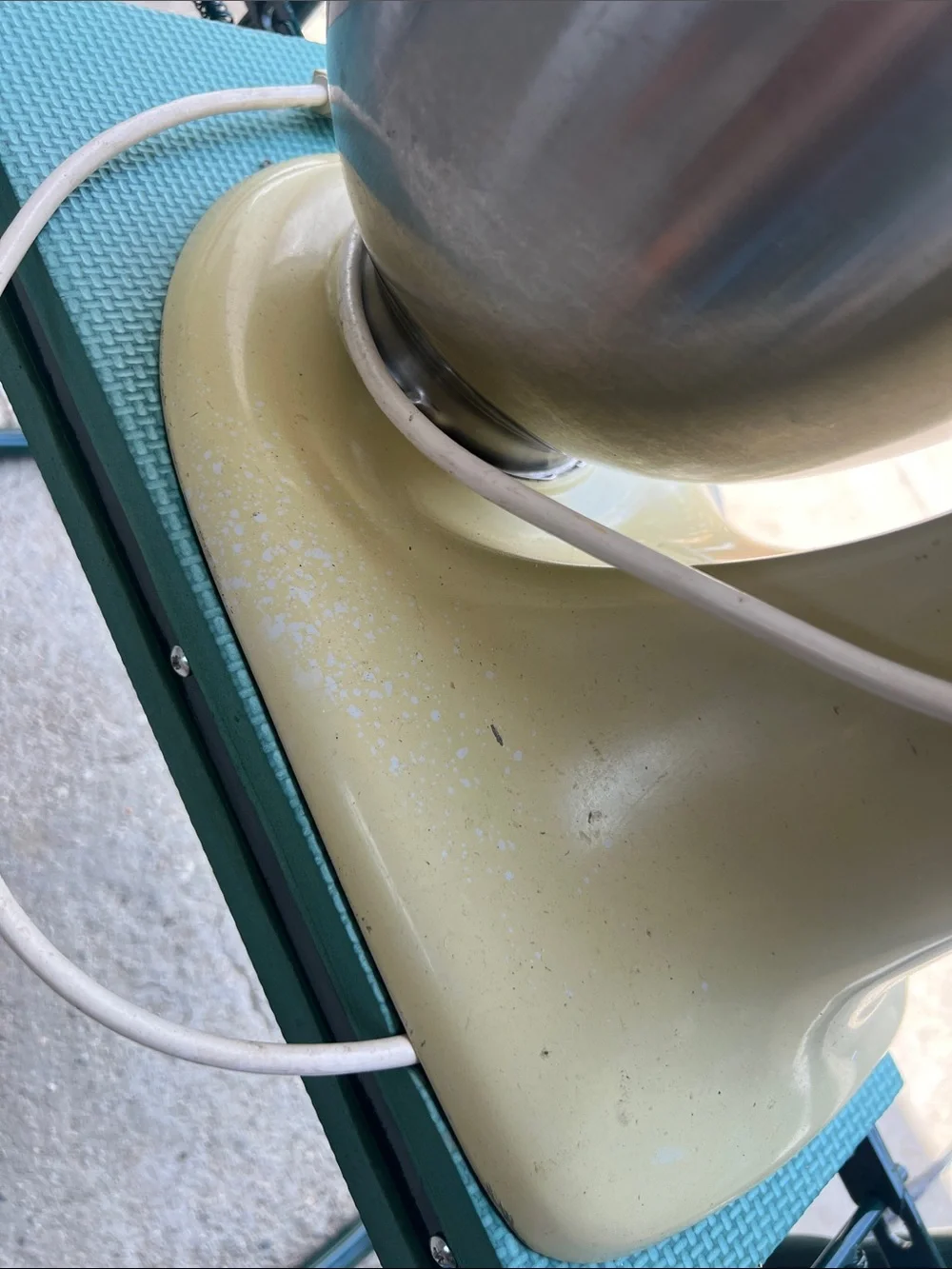 Vintage KitchenAid Tilt-Head Stand Mixer in Pale Yellow with Stainless Bowl